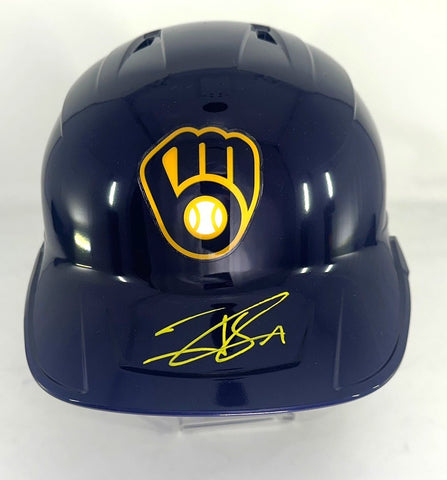 Brewers JACKSON CHOURIO Signed Full Size Milw. Rawlings BLUE Helmet AUTO - FAN