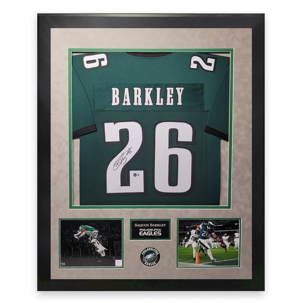 Saquon Barkley Eagles Signed Autographed Jersey Framed to 32x40 Beckett