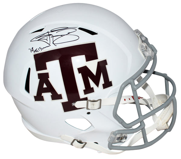 JOHNNY MANZIEL SIGNED TEXAS A&M AGGIES WHITE FULL SIZE SPEED HELMET + 12 HEISMAN