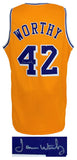 James Worthy (LAKERS) Signed Gold Custom Basketball Jersey - (SCHWARTZ COA)
