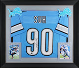 Ndamukong Suh Authentic Signed Blue Pro Style Framed Jersey BAS Witnessed