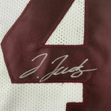 FRAMED Autographed/Signed JERRY JEUDY 33x42 Alabama White College Jersey BAS COA