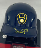 Milwaukee Brewers LUIS LARA Signed Rawlings BLUE Mini Helmet AUTO - BAS