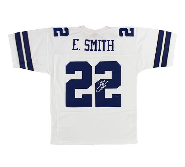 Emmitt Smith Signed Dallas Cowboys Mitchell & Ness Replica White NFL Jersey