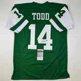 Autographed/Signed Richard Todd New York Green Football Jersey JSA COA