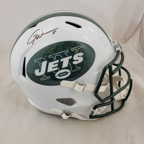 GARRETT WILSON SIGNED NEW YORK JETS FS THROWBACK SPEED REPLICA HELMET FANATICS