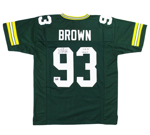 Gilbert Brown Signed Green Bay Custom Green Jersey with "SB XXXI Champs" Inscr.