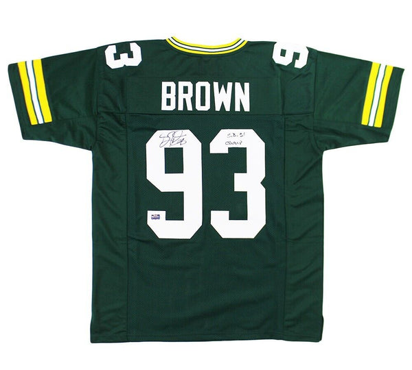 Gilbert Brown Signed Green Bay Custom Green Jersey with "SB XXXI Champs" Inscr.