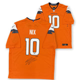 Bo Nix Autographed Denver Broncos Nike Game Football Orange Jersey Beckett