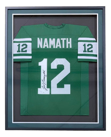 Joe Namath Signed Framed Custom Green Pro-Style Football Jersey JSA