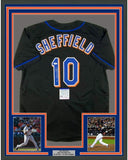 FRAMED Signed GARY SHEFFIELD 35x39 New York Black Jersey PSA COA
