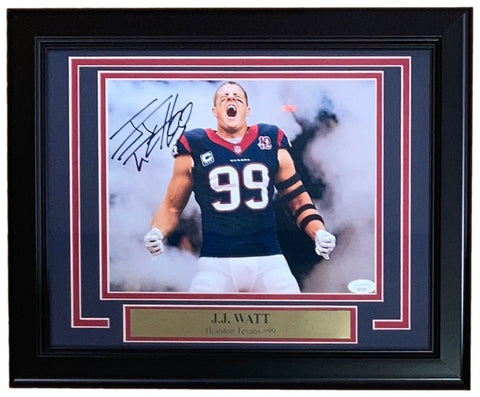 JJ Watt Signed Framed 8x10 Houston Texans Photo JSA