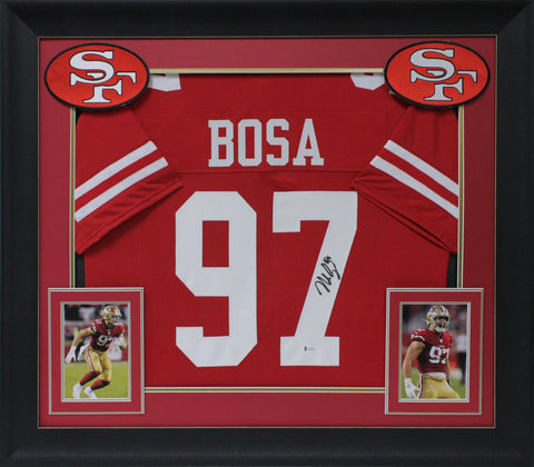Nick Bosa Authentic Signed Red Pro Style Framed Jersey Autographed BAS Witnessed