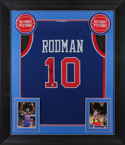 Dennis Rodman Authentic Signed Blue Pro Style Framed Jersey BAS Witnessed