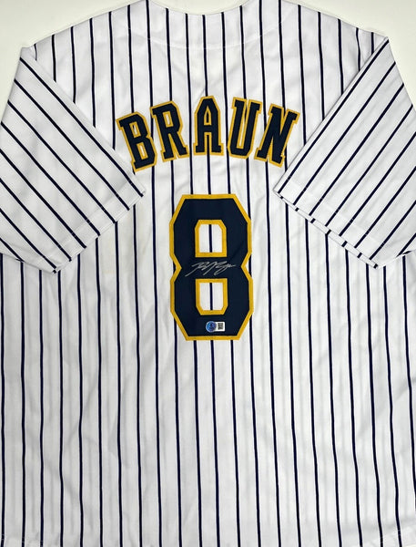 Brewers Outfielder RYAN BRAUN Signed Custom Replica Pinstripe Jersey AUTO - BAS