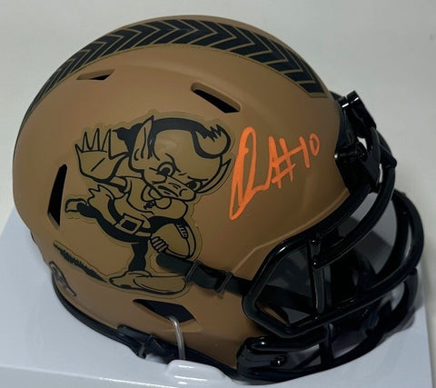 Cle Browns QUINSHON JUDKINS Signed Riddell 2023 SALUTE Mini Helmet AUTO - BAS