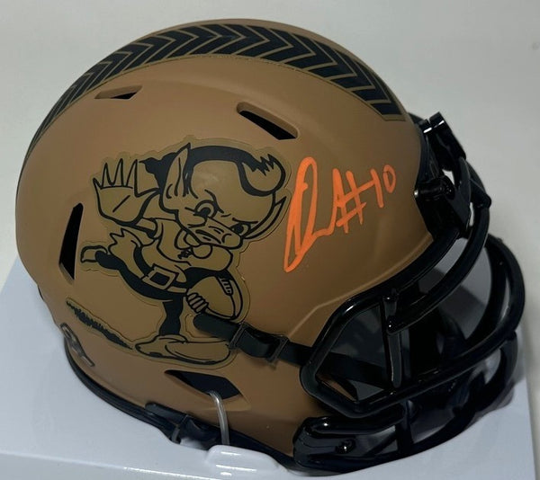 Cle Browns QUINSHON JUDKINS Signed Riddell 2023 SALUTE Mini Helmet AUTO - BAS