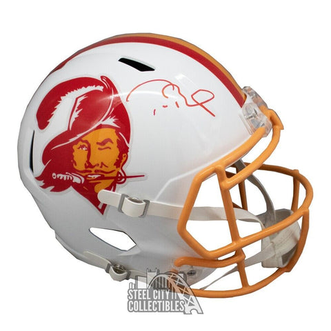 Tom Brady Autographed Tampa Bay Throw Back Full Size Football Helmet - Fanatics