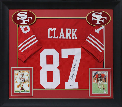 Dwight Clark Authentic Signed Red Framed Pro Style Jersey Autographed BAS