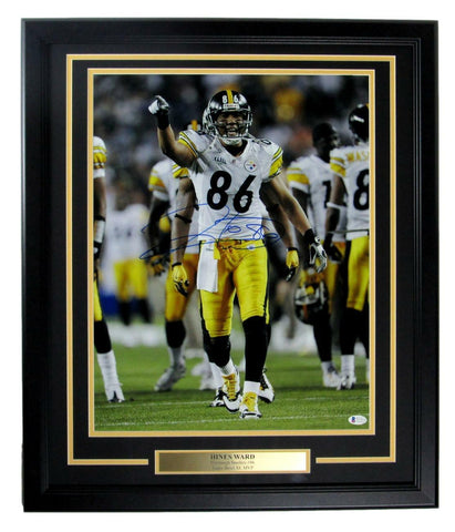 Hines Ward Steelers Signed/Auto 11x14 Steelers Photo Framed Beckett 156951