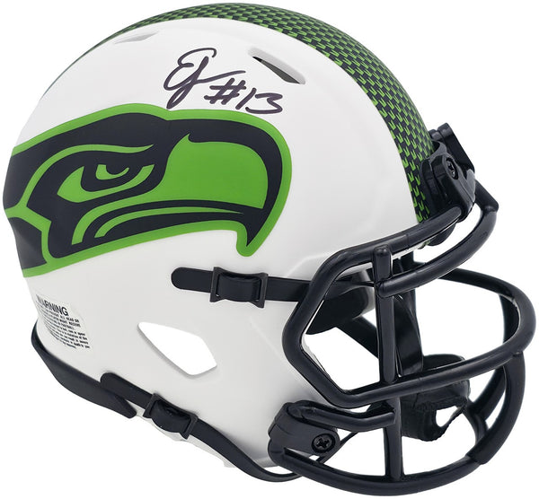 ERNEST JONES IV AUTOGRAPHED SEAHAWKS LUNAR ECLIPSE WHITE MINI HELMET MCS 242555