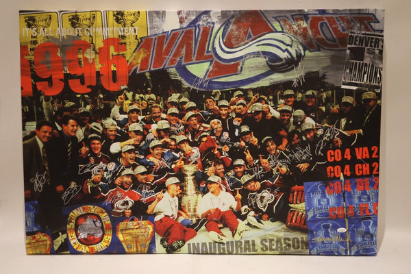 Colorado Avalanche 1996 Stanley Cup Champs Team Signed Canvas Collage 38" x 26"