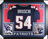 Tedy Bruschi Autographed/Signed Framed Pro Style Blue XL Jersey BAS 38041