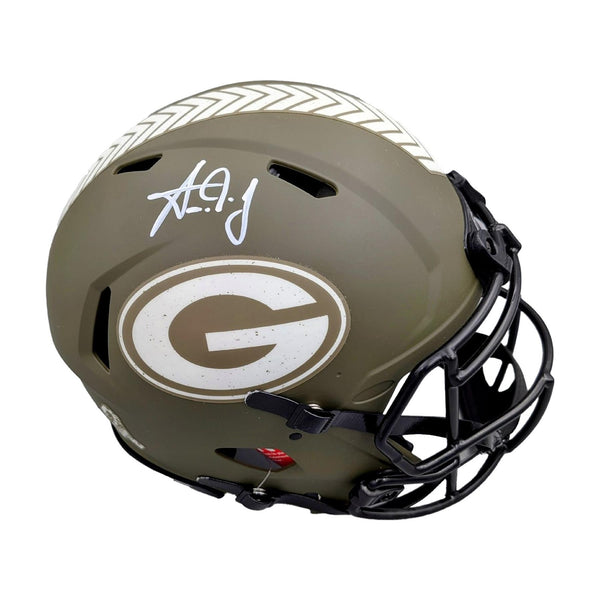 Aaron Jones Autographed Packers Salute To Service Authentic Helmet - Beckett