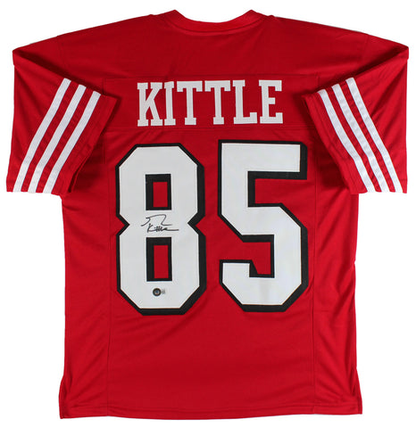 George Kittle Authentic Signed Red Pro Style Jersey w/ Dropshadow BAS Witnessed