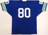Seattle Seahawks Steve Largent Autographed Blue Jersey "HOF 95" MCS Holo #88496