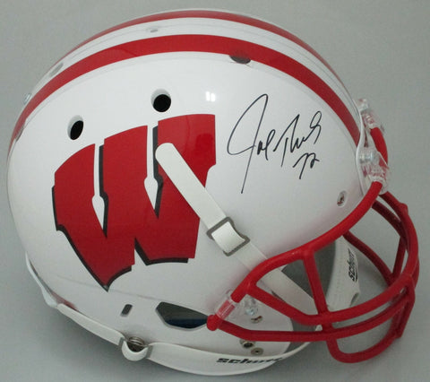 Badgers JOE THOMAS Signed Full Size Replica Schutt Helmet AUTO - Browns JSA!