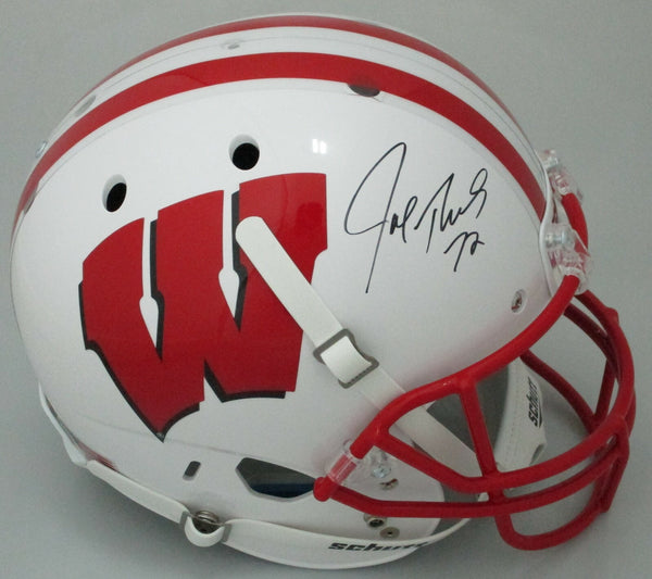 Badgers JOE THOMAS Signed Full Size Replica Schutt Helmet AUTO - Browns JSA!