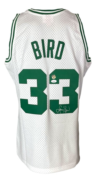 Larry Bird Signed Celtics White M&N Hardwood Classics Swingman Jersey JSA