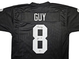 OAKLAND RAIDERS RAY GUY AUTOGRAPHED BLACK JERSEY "HOF '14" BECKETT BAS QR 212446