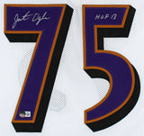 Jonathan Ogden "HOF 13" Authentic Signed White Pro Style Jersey BAS Witnessed