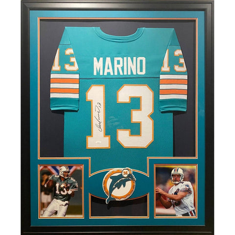 Dan Marino Autographed Framed Miami Dolphins Pitt HOF Jersey