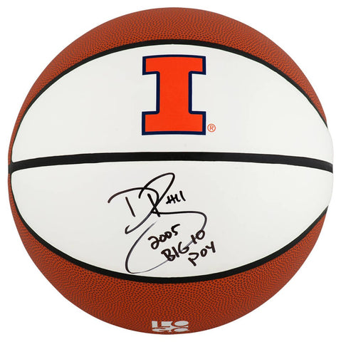 Dee Brown Signed Illinois Logo Brand White Panel Basketball w/Big 10 POY -SS COA