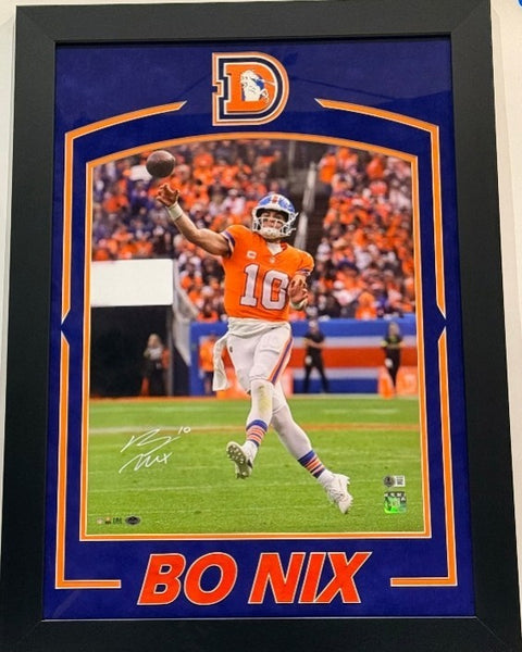 Bo Nix Autographed 16x20 Photo With Deluxe Frame - Denver Broncos BAS COA