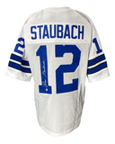 Roger Staubach Signed Custom White Pro-Style Football Jersey BAS ITP