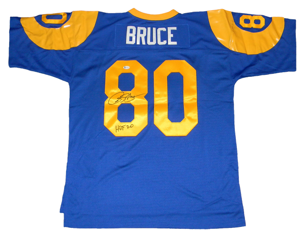 ISAAC BRUCE SIGNED ST LOUIS RAMS #80 MITCHELL & NESS JERSEY BECKETT W/ HOF 20