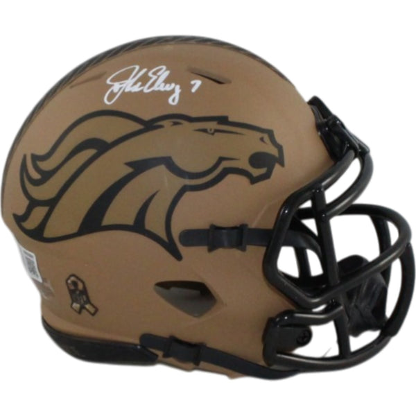 John Elway Autographed Denver Broncos 23 STS Mini Helmet Beckett Witness 55220