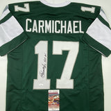 Autographed/Signed Harold Carmichael HOF 20 Philadelphia Green Jersey JSA COA