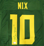 Oregon Ducks Bo Nix Autographed Signed Green Jersey Beckett BAS QR #BH52786