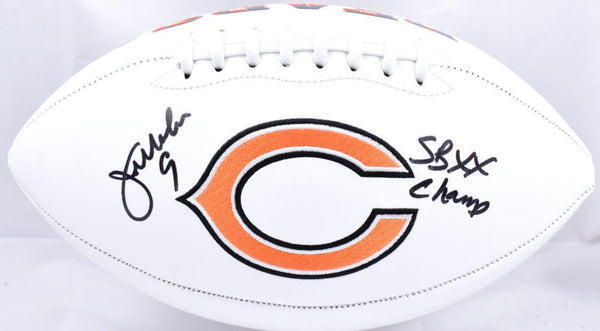 Jim McMahon Autographed Chicago Bears Logo Football w/SB Champ - Beckett W Holo