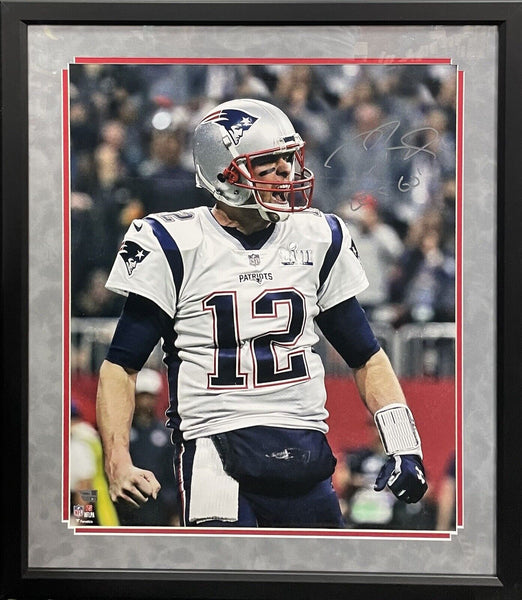 Tom Brady Patriots Signed 20x24 Photo Framed Super Bowl Let's Go Auto Fanatics