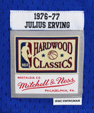 76ers Julius "Dr. J." Erving Signed Blue M&N 1976-77 HWC Swingman Jersey JSA Wit