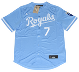 BOBBY WITT JR AUTOGRAPHED KANSAS CITY ROYALS #7 BLUE NIKE JERSEY BECKETT