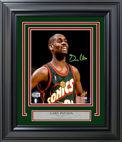 GARY PAYTON AUTOGRAPHED FRAMED 8X10 PHOTO SEATTLE SONICS BECKETT WITNESS 209433