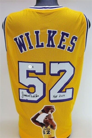 Jamaal Wilkes Signed Los Angeles Lakers Yellow Home Photo Jersey (JSA COA)