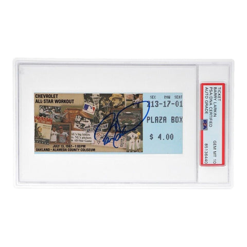 Barry Larkin Signed 1987 Original All-Star Game Ticket /PSA Encapsulated Reds SS